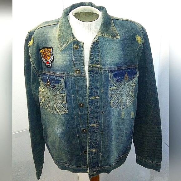 NEW Queen Bee Limited Edt Endangered Species Distressed Denim Jacket! 2XL Unisex - Picture 3 of 14